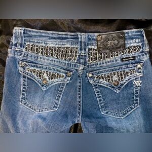 Miss Me Bedazzled Bling Blue Denim Bootcut Jeans